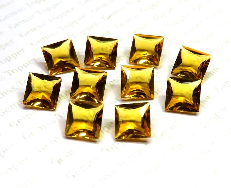 Citrine 10x10 mm Square Princess Cut 